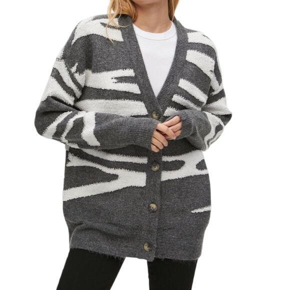 MICHAEL STARS Nell Jacquard Tiger Cardigan M - Picture 1 of 8